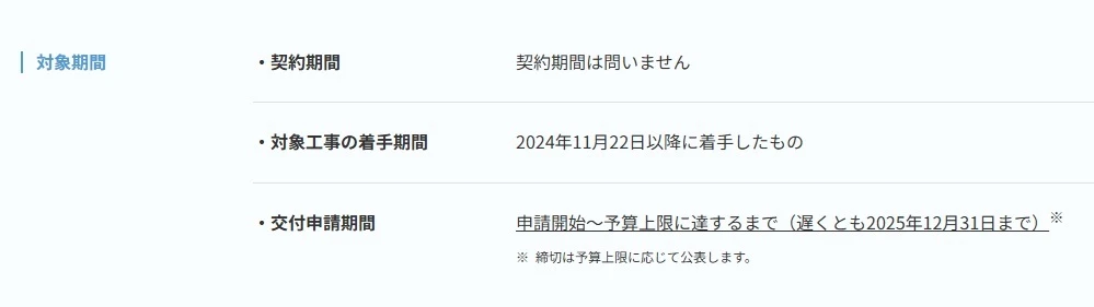 子育てグリーン住宅支援事業　対象期間