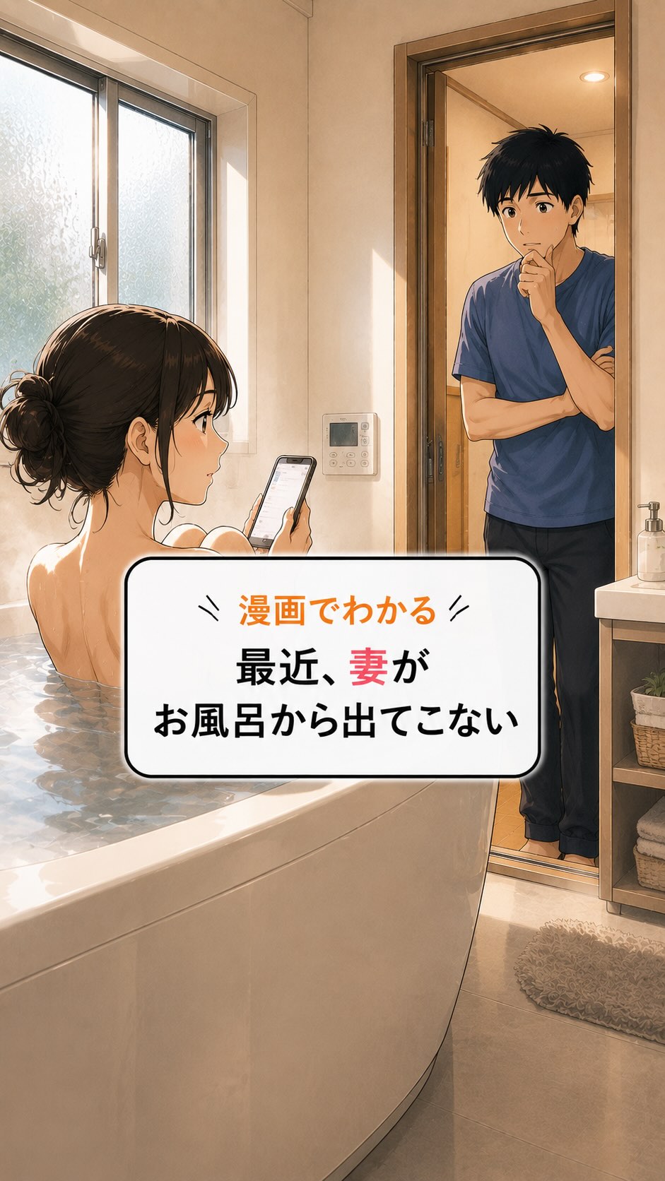 最近、妻のお風呂がやたら長い。

しかも毎回スマホを持って...