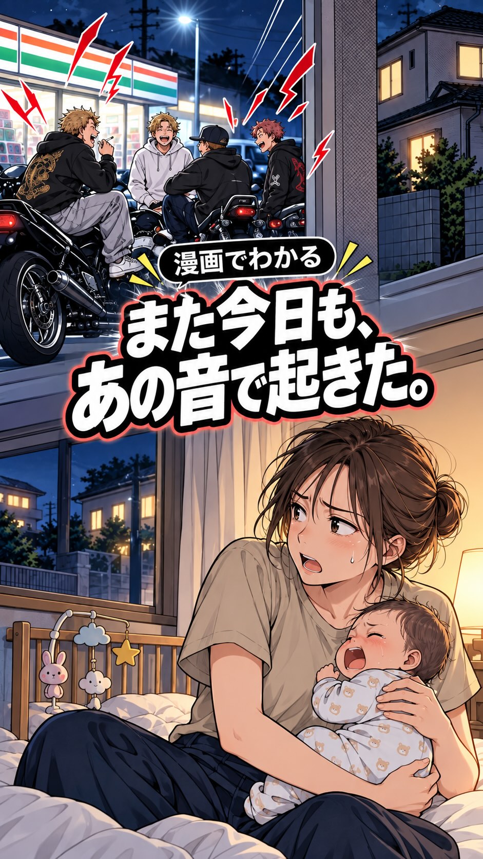 夜中のバイク音や話し声で、
せっかく寝た赤ちゃんが起きてし...